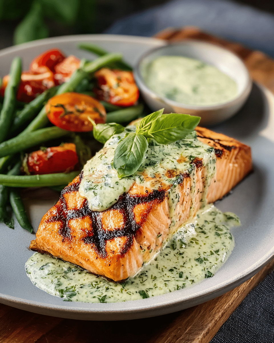 Master Flaky Grilled Salmon with Zesty Creamy Pesto Sauce